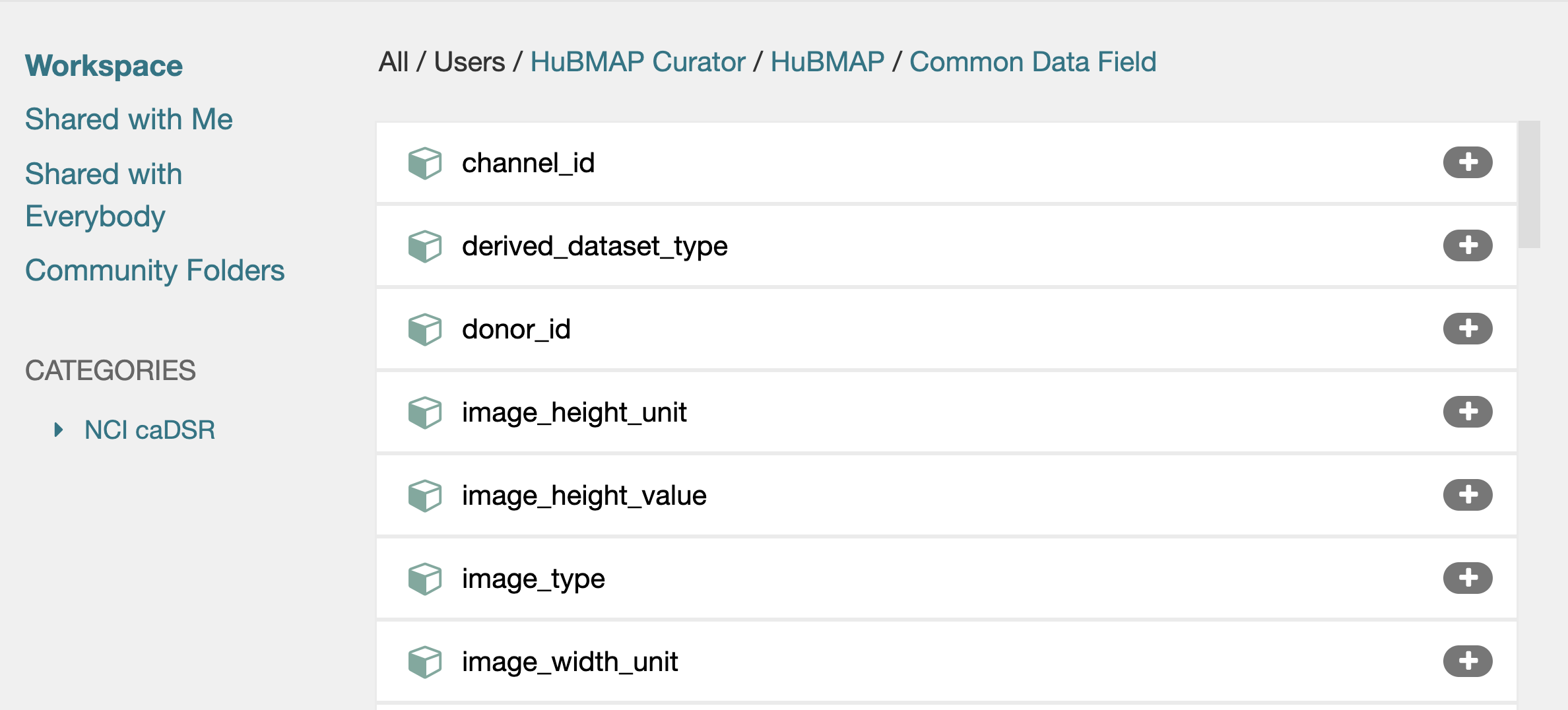 Common data field folder